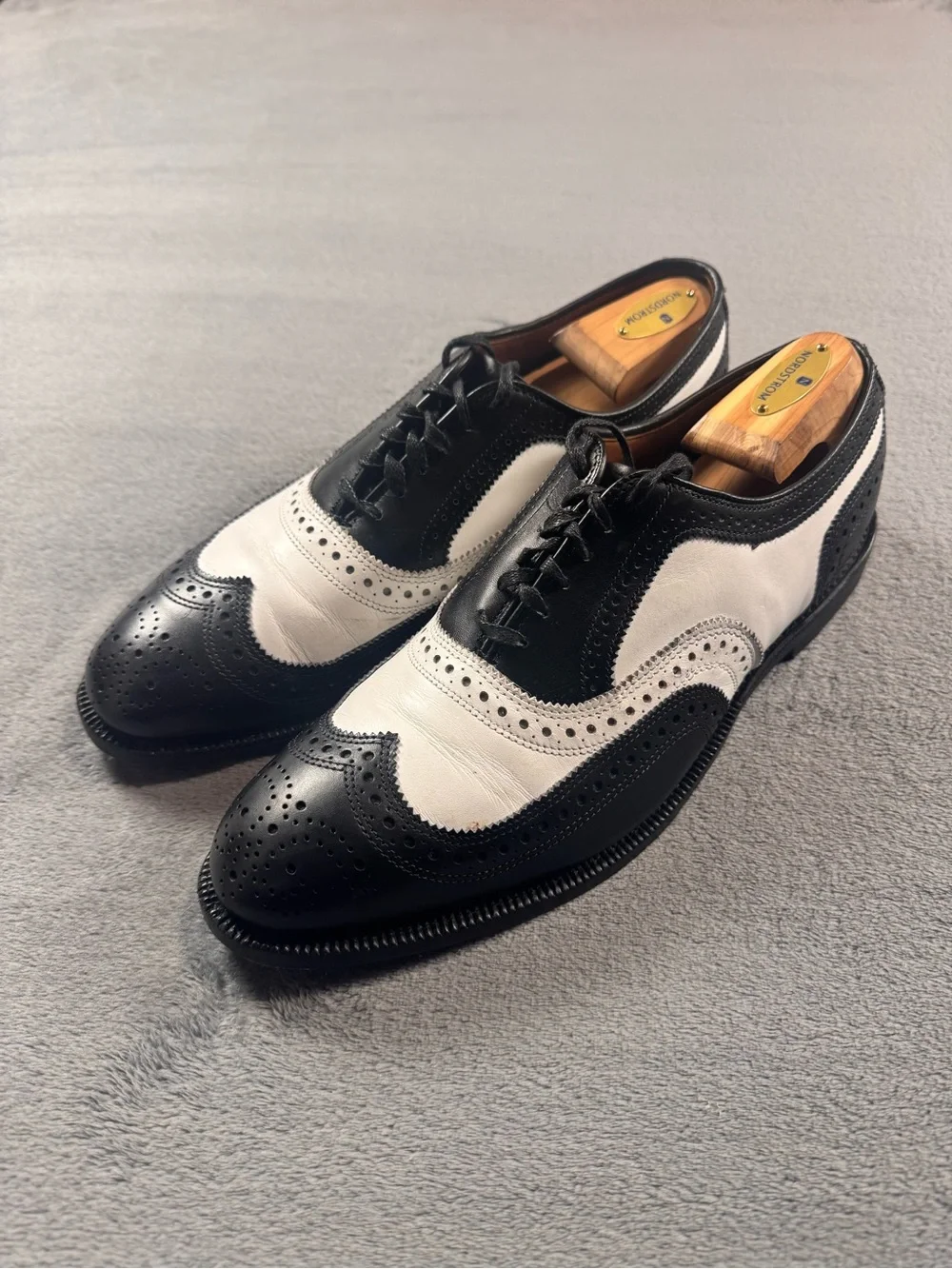 Allen Edmonds Broadstreet Two-Tone Black and White Spectator Wingtip Oxfords